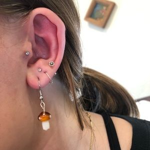 home made mini mushroom earrings